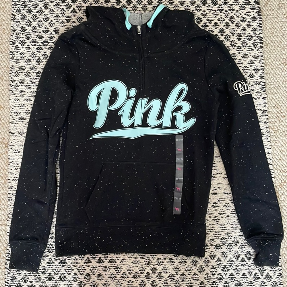 Pink - hooded quarter zip